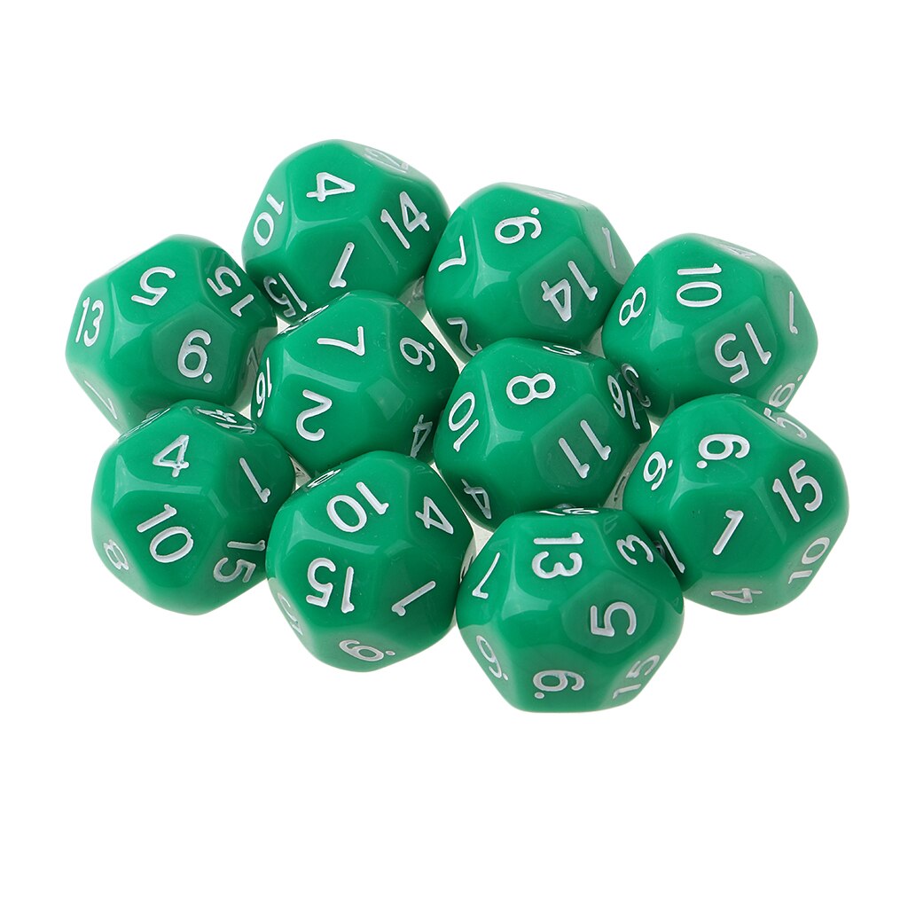 16-Sided D16 Acrylic Dices Table Game Accessory Toys for DND MTG TRPG 10Pcs: Green