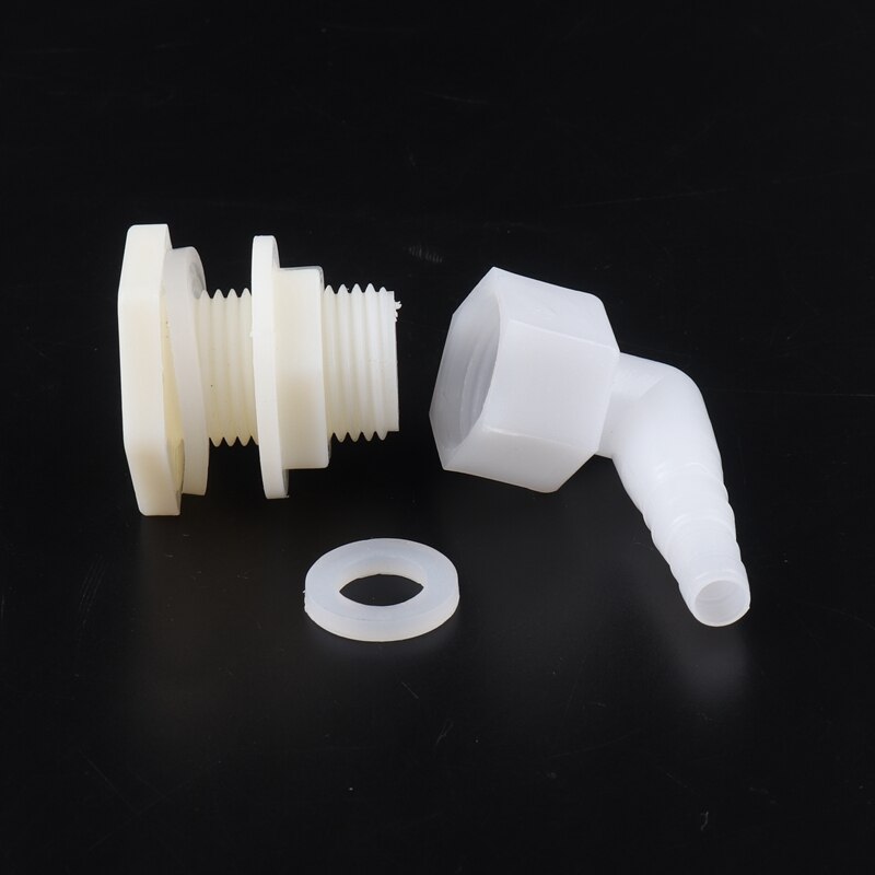 4Sets 1/2" ABS Aquarium Fish Tank Outlet Connectors Water Tank Adapter Bucket Joints Connector Drainage Pipe Fittings