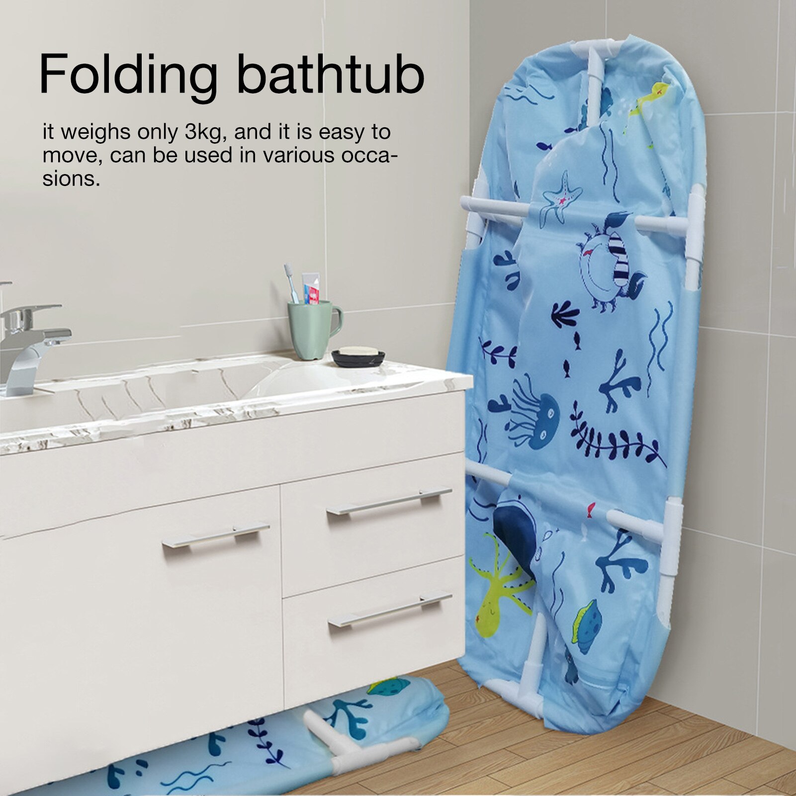 Folding Bathtub Adult Household Bath Double Foldable Bath Tub Portable Peach Skin SPA Bath Tub With Lid Home Sauna