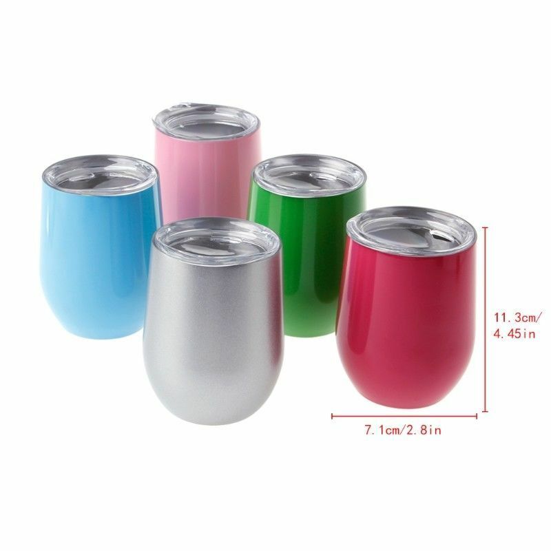 Egg type vinkopp tumbler rustfritt stål metall beger krus med lokk