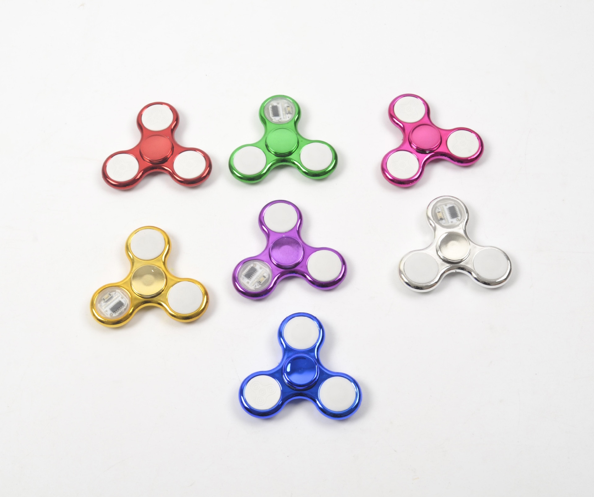 6 farver led lys selvlysende fidget spinner skifter hånd spinner golw in the dark afspændingslegetøj til børn