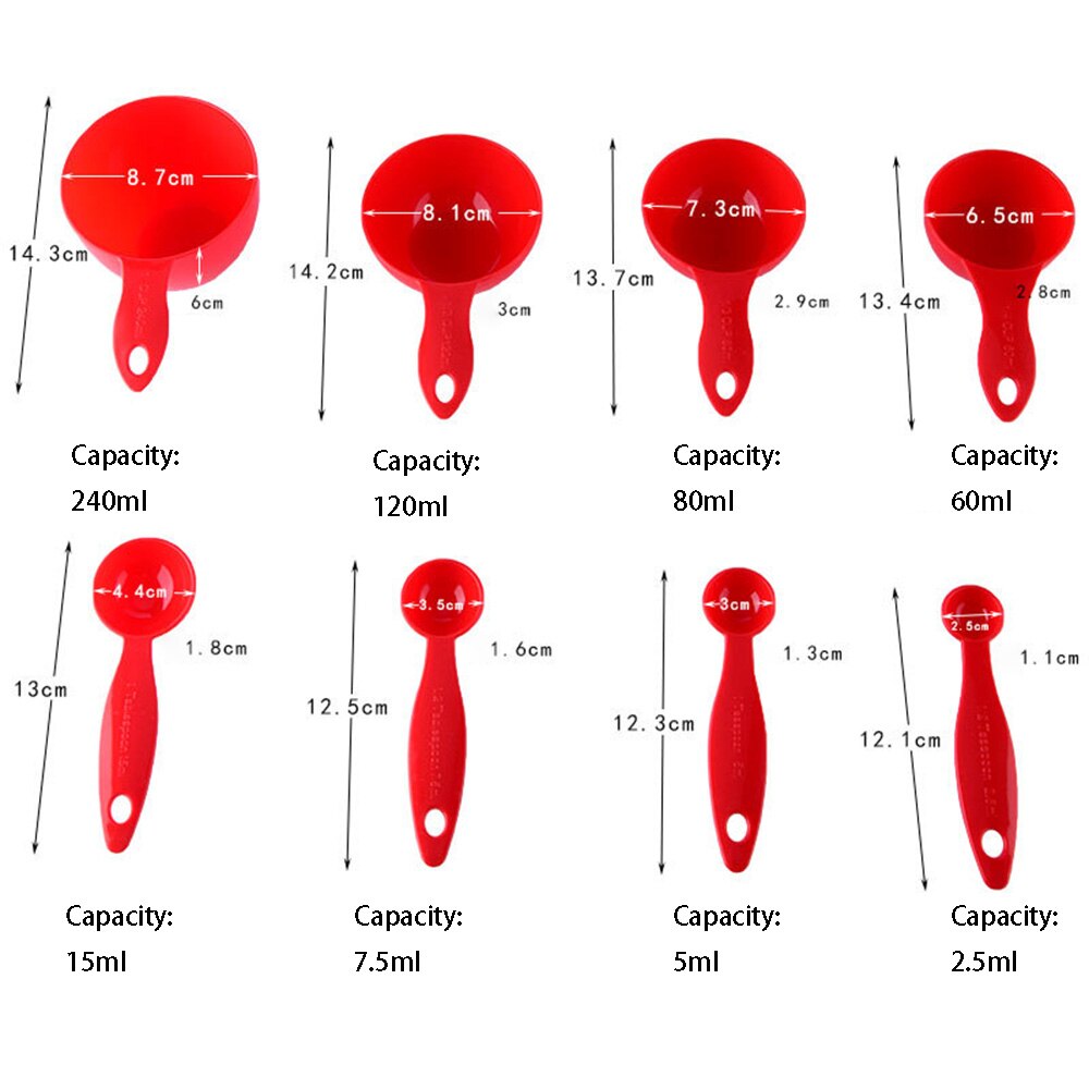 8 Pieces/set Measuring Spoons Spice DIY Cake Baking Measurement Kitchen Gauges Stackable Tablespoons Home Tool Accessories