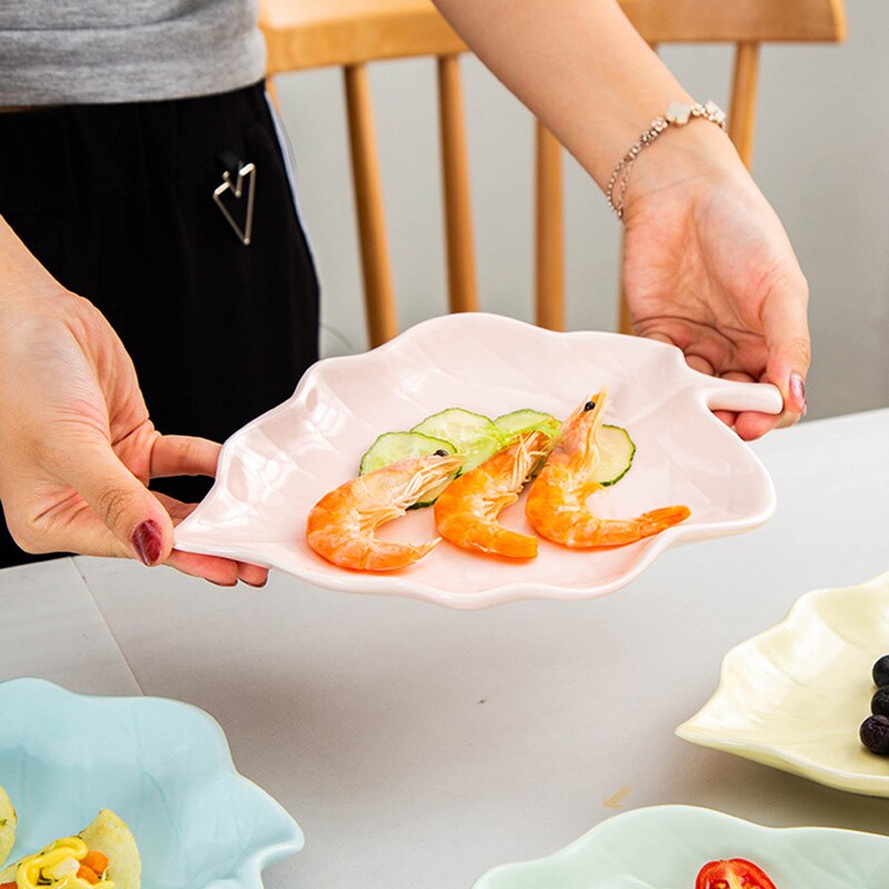 JINSERTA Ceramic Storage Tray Dinner Plate Dish Tableware Dessert Fruit Cake Salad Sushi Snack Nuts Plate for Desktop Decor