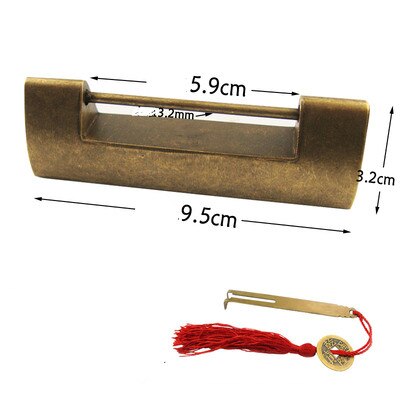 Lucchetto a scatto in ottone cinese liscio scatola di legno porta dell'armadio lucchetto antico lucchetto con chiave gioielli confezione regalo lucchetto in rame bronzo: 10