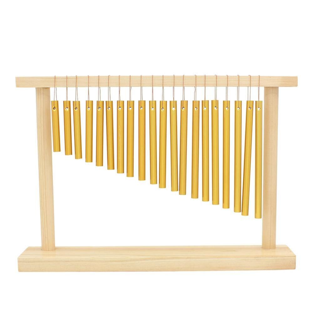 Carillón de viento de 20 tonos para mesa de adultos y niños, instrumento de percusión Musical de una sola fila, con palo de soporte de madera, 20 bares: Gold