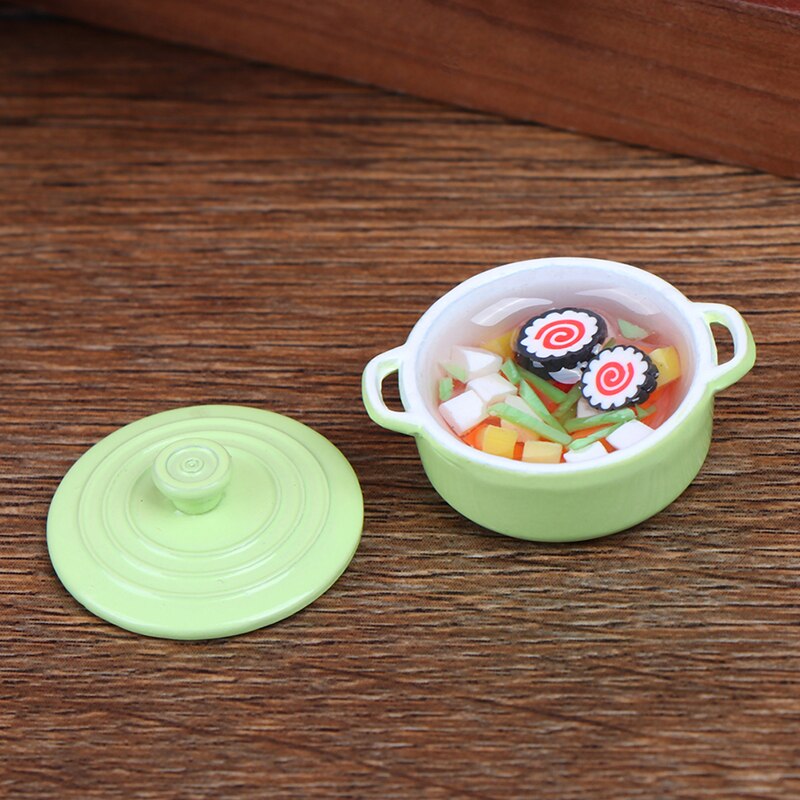 1Pcs 1/12 Dollhouse Miniature Accessories Mini Soup Pot with Food Simulation Kitchenware Model Toys for Doll House Decor: 3