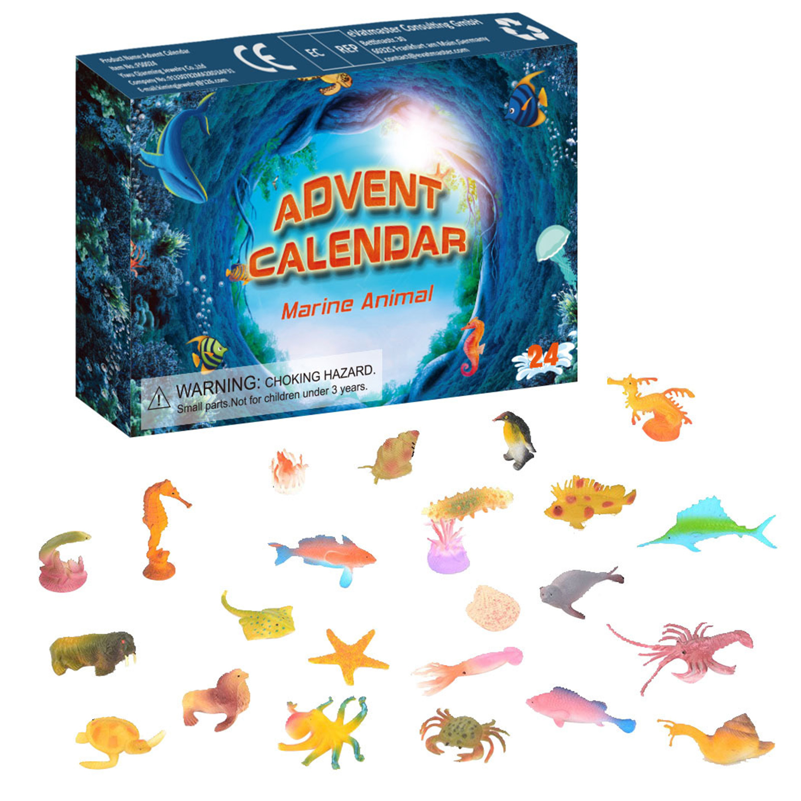 Kerst Advent Countdown Kalender Dinosaurussen Geschenkdoos 24Pcs Knijp Dier Speelgoed Dier Standbeelden Educatief Leuk Speelgoed Voor Kind: marine organism