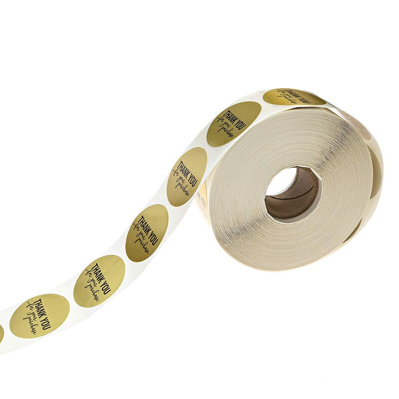 50 Labels Per wad round gold foil thank you for purchasing sticker wad pack sticker package Stationery Sticker 1inch