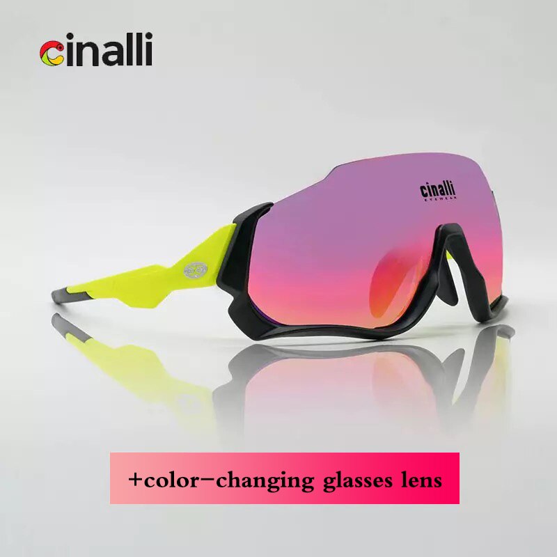 Cinalli Cycling Glasses Outdoor sport sunglasses Running Windproof Speed Skating Sunglasses Polarized color changing glasses: Yellow black