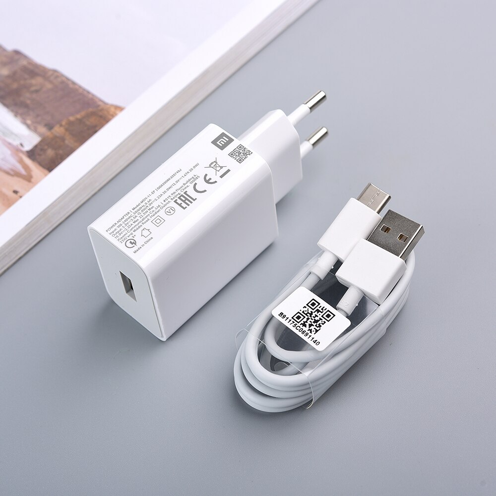Original Xiaomi MDY-11-EP Fast Charger QC3.0 22.5W Quick Charge Adapter USB Type C Cable For Mi 9 8 CC9 E A3 Redmi Note 8 9 Pro: EU add cable
