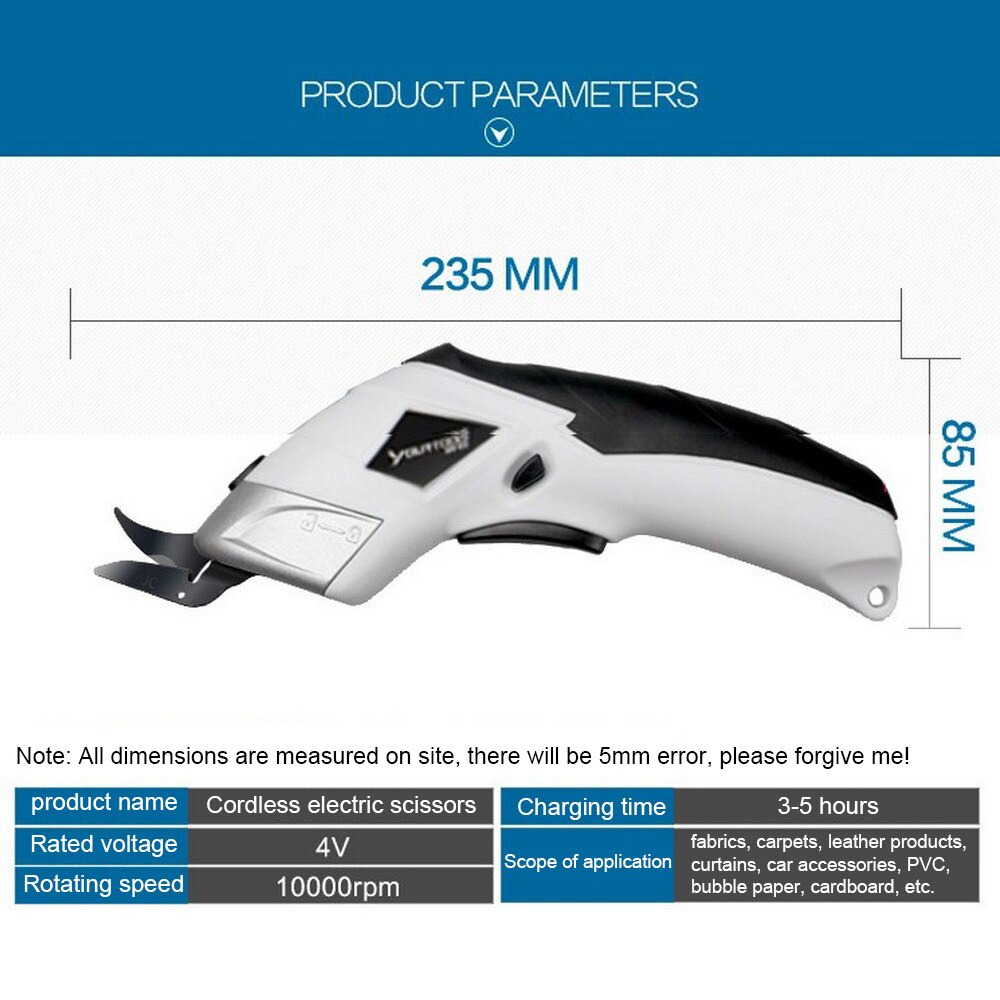 220V 20W Elektrische Schaar Auto Cutter Cordless Kleermakers Schaar Oplaadbare Voor Snijden Kledingstuk Stof Draagbare Stalen Kop