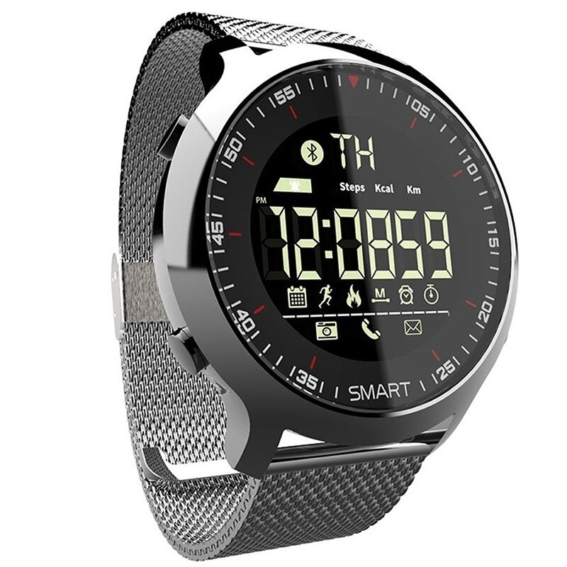 Clever Uhr IP68 Wasserdichte 5ATM Schrittzähler Nachricht Erinnerung Lange bereithalten Zeit Hintergrundbeleuchtung Fitness Tracker Armbanduhr Armbinde: Silber