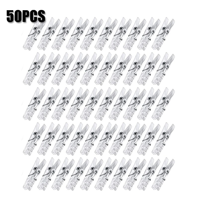 50/100pcs Transparent Mini Clip Plastic Spring Clips Picture DIY Photo Wall Clothes Pins Clips Clothespin Craft Decoration: 50PCS