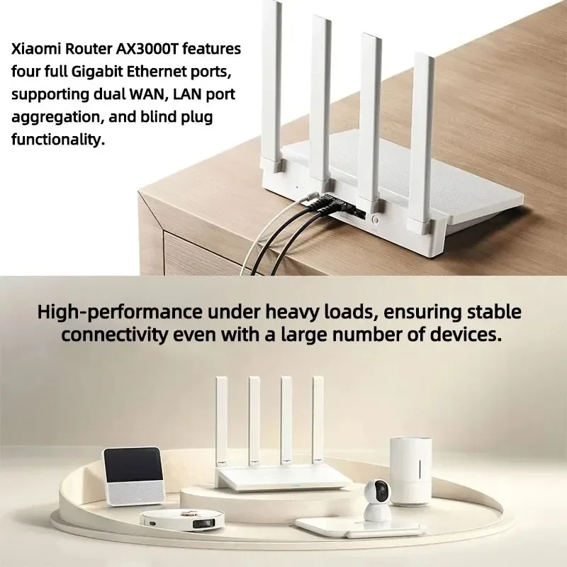 Router Xiaomi AX3000T 2.4G 5G Technologia Mesh WiFi 6 Wydajne Przezwanowanie Sieci Ochrona Dzieci na Internetie Router WiFi Repeater