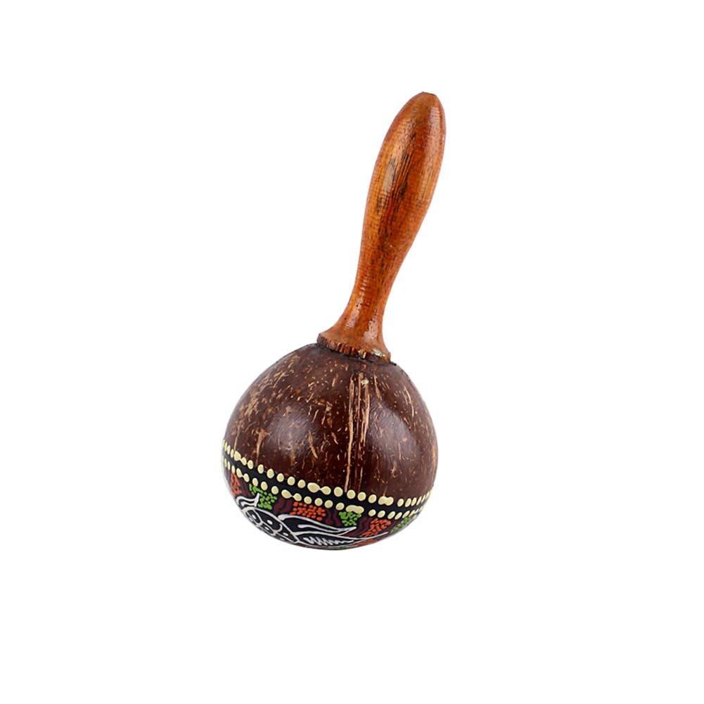 Maraca kokosnødskal cabasa shaker kalebas shaker rangle orff musikinstrumenter rangle tool børn legetøj maraca etnisk mønster