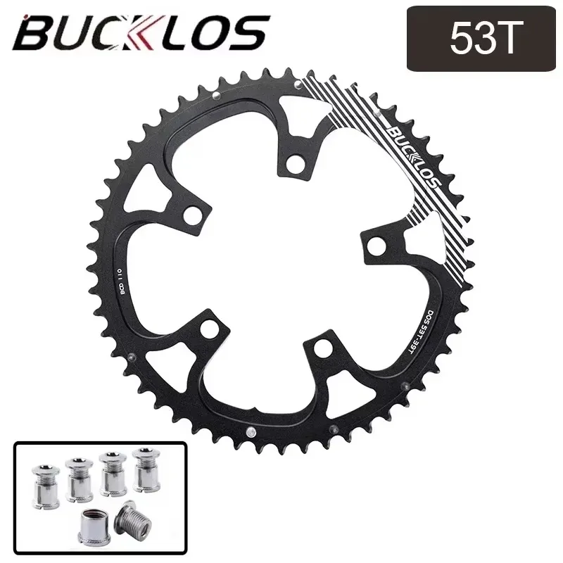 BUCKLOS Bicycle Chainwheel 110BCD Bike Crown Chain Ring Road Bike Double Chainring 50-34T 52-36T 53-39T 4/5 Claws Tooth Plate: Clear