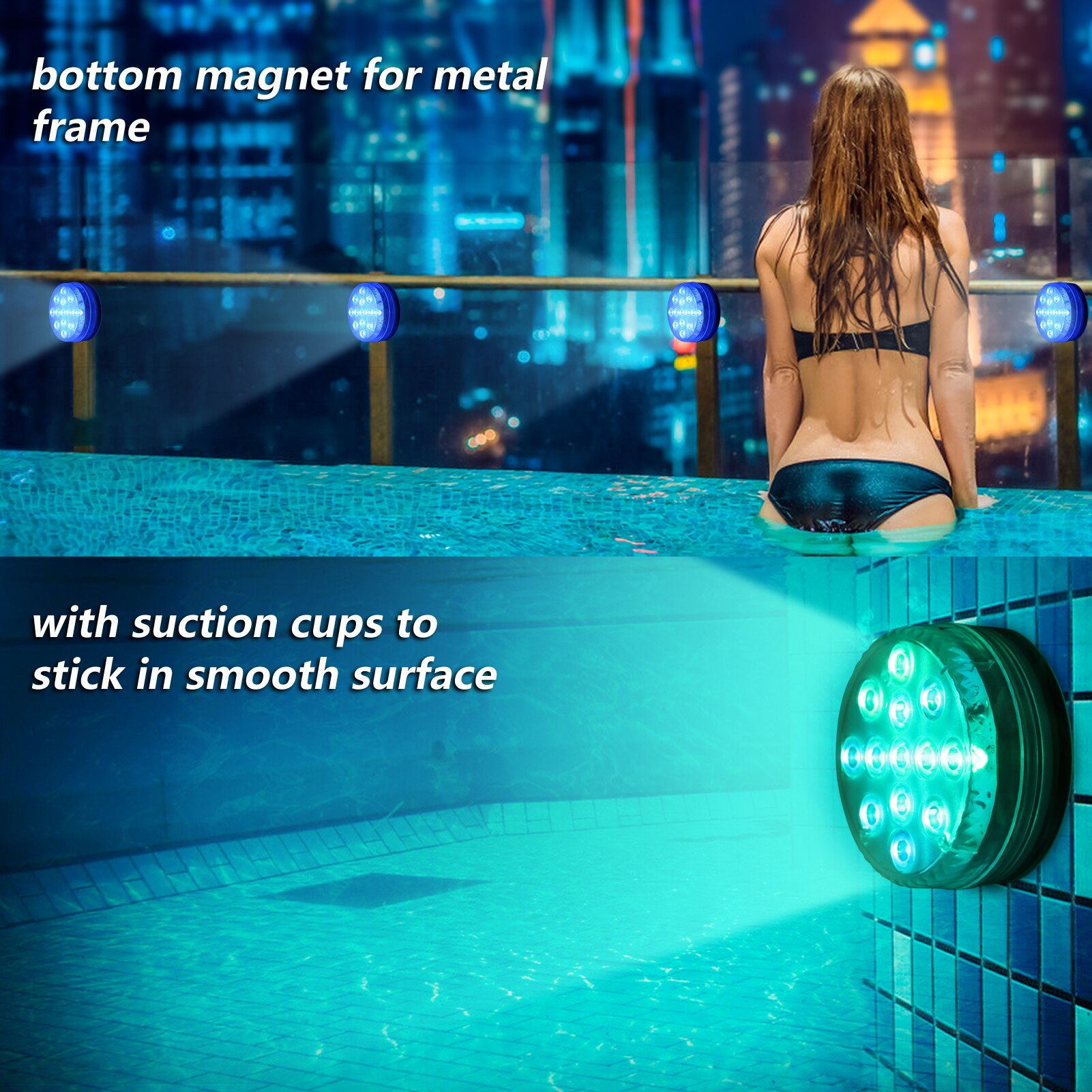16 Colors Submersible Led Lights With Magnet and Suction Cup Pond Fountain Underwater LED Night Light for Pool Fishtank