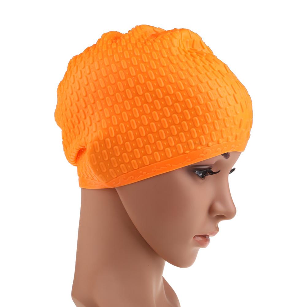 Vandtæt svømmedæksel silikone vandtæppe flerfarvet beskyttende ører langt hår sport svømning pool hat til voksen