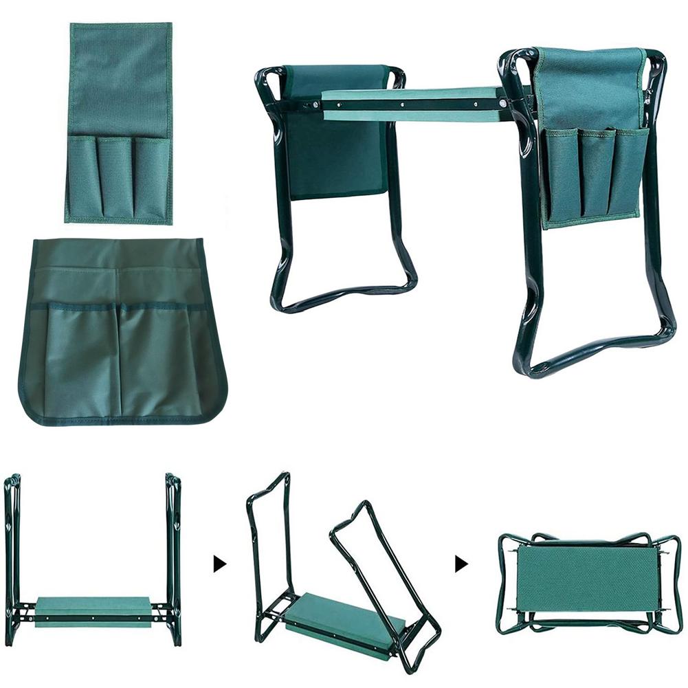 Multifunctional Folding Garden Kneeler And Seat With 3 Bonus Tool Pouches Bearing 150KG: Default Title