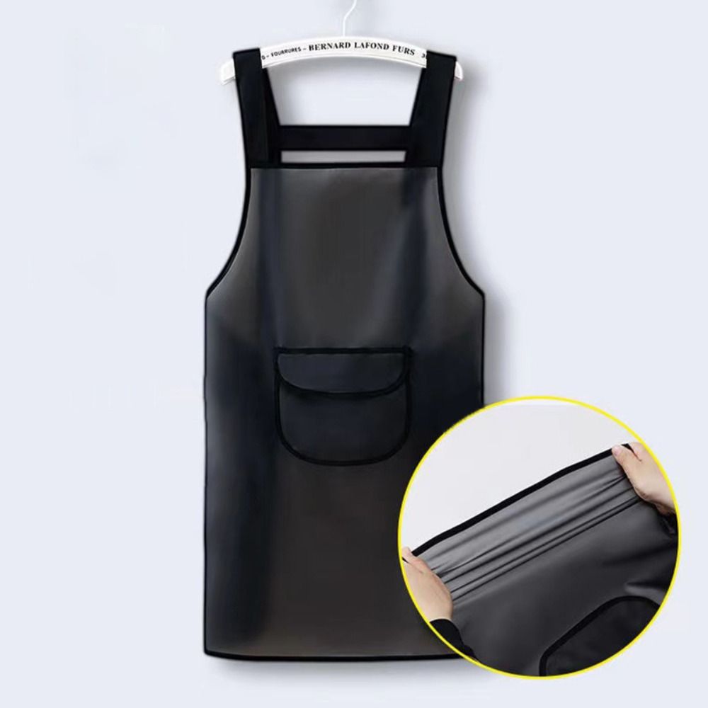 Tablier de Cuisine Imperméable en PVC Transparent Noir, pour le Travail, la Maison, les Livres, D343