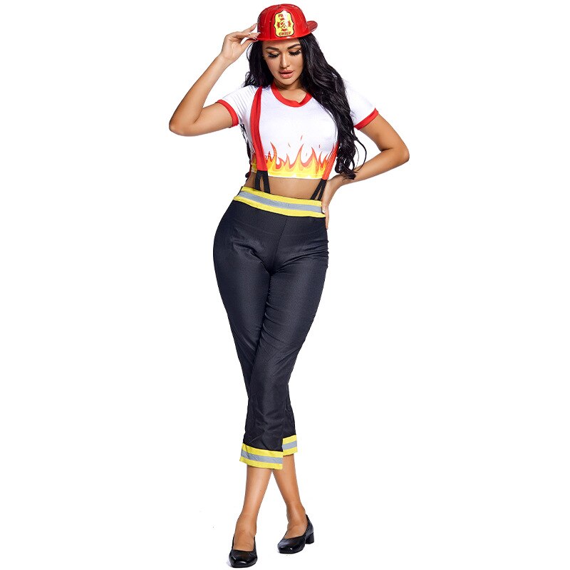 Umorden-Disfraz de Bomberos de cinco alarmas para mujer, disfraz de bombero, Rol de Cosplay, vestido de de fantasía