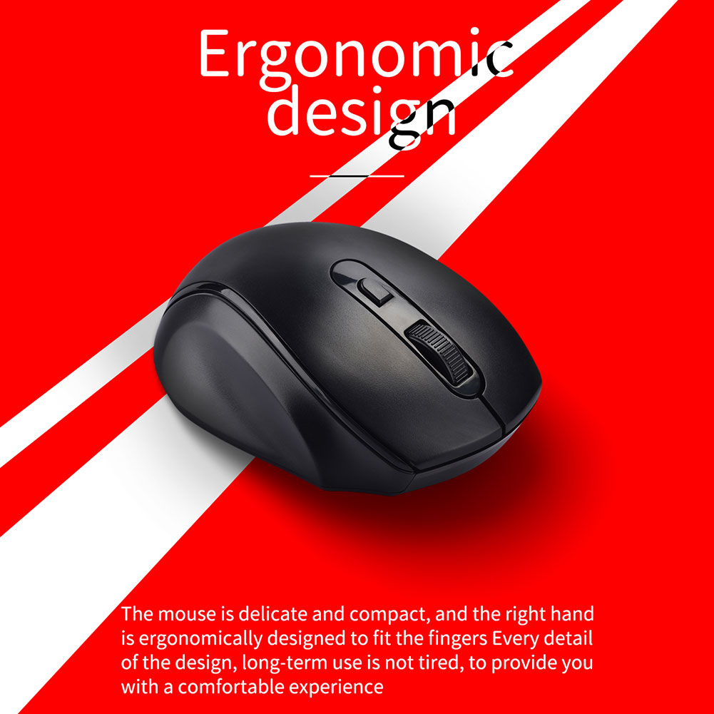 2.4GHz USB Silent Wireless USB Computer Mouse 1600DPI Ergonomic Home Office Mice 6 Buttons for Laptop Ergonomic PC Computer
