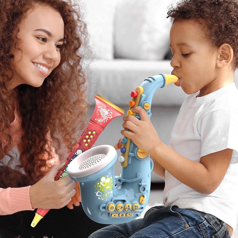 Mini Saxophone Clarinet Trumpet Toys Musical Instrument Early Educational Music Lighting Toy for Baby Birthday