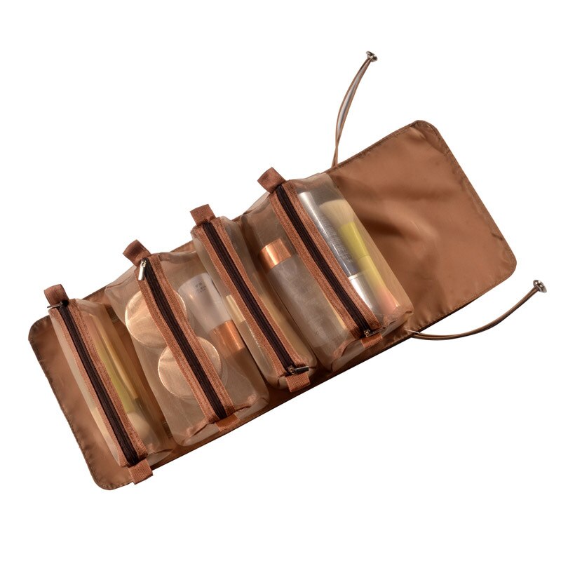4 Stuks In 1 Cosmetische Tas Voor Vrouwen Rits Mesh Scheidbare Cosmetica Pouch Dames Opvouwbare Nylon Tas Touw Make-Up Tas kosmetyczka