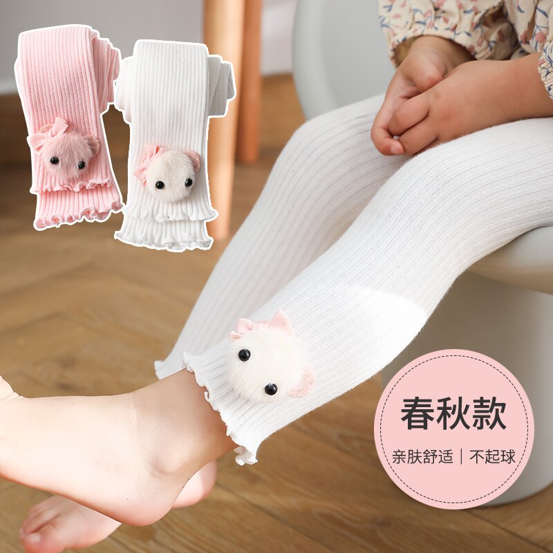 New princess infant bowknot cartoon doll collant per bambine leggings traspiranti in cotone bambini caldi pantaloni corti a nove punti