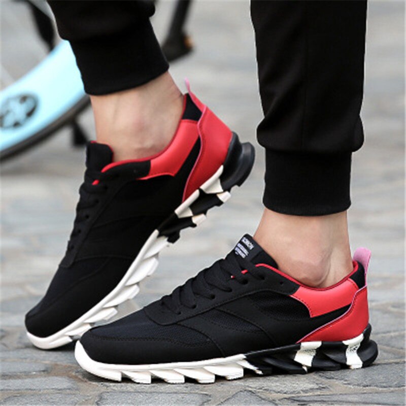 Men's sneakers real trend super air cushion lace brand adult sports shoes black blue PU upper outdoor tennis