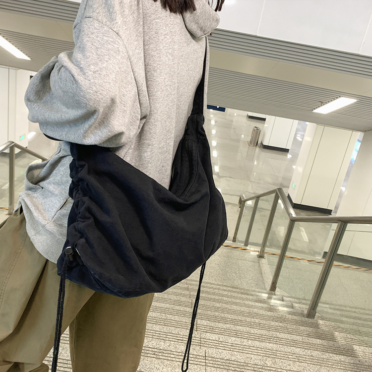 100% Baumwolle Teenager lässig Segeltuch groß Kapazität Schulter Tasche Schüler Freizeit Sanft Stoff Schule Buchen Laptop Crossbody Tasche