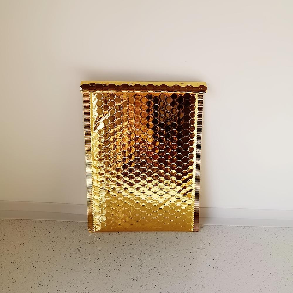 50PCS/Pack Gold Color Packaging Bubble Mailer Gold Foil Plastic Padded Envelope Bag Mailing Envelope Bag
