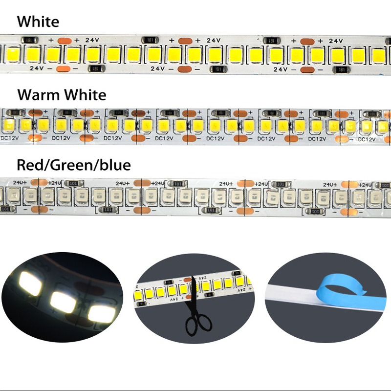 Dc 5V 12V 24V Smd 2835 Led Strip Licht 5 M Wit Led Strip Tape Niet Waterdicht lamp Licht Strips Keuken Home Decor Tv Ledstrip