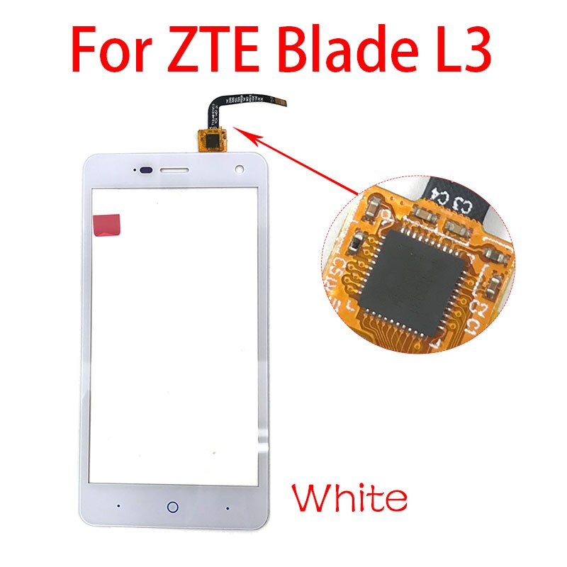 Panel de lente de vidrio exterior con Sensor de Digitalizador de pantalla táctil para ZTE Blade L2 L3 L4 L5 Plus: L3  White