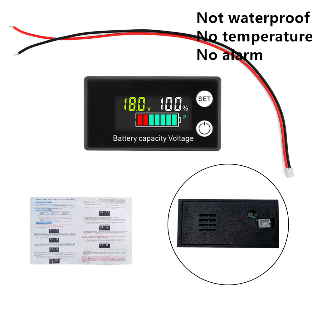 Blei Säure Lithium Batterie Kapazität Anzeige DC 8V-100V Li-Ion Lebensdauer Po4 Auto Motorrad Voltmeter Leistungs anzeige 12V 24V 48V 72V: Grün