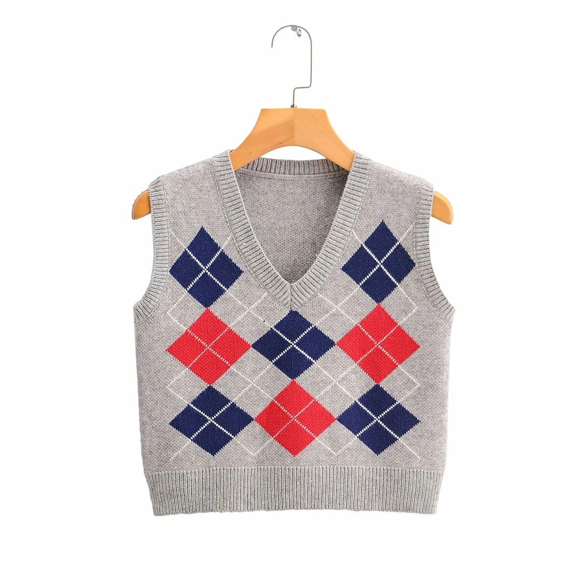 Fujian Friday Retro dames herfst casual v-hals gebreide trui vest mode