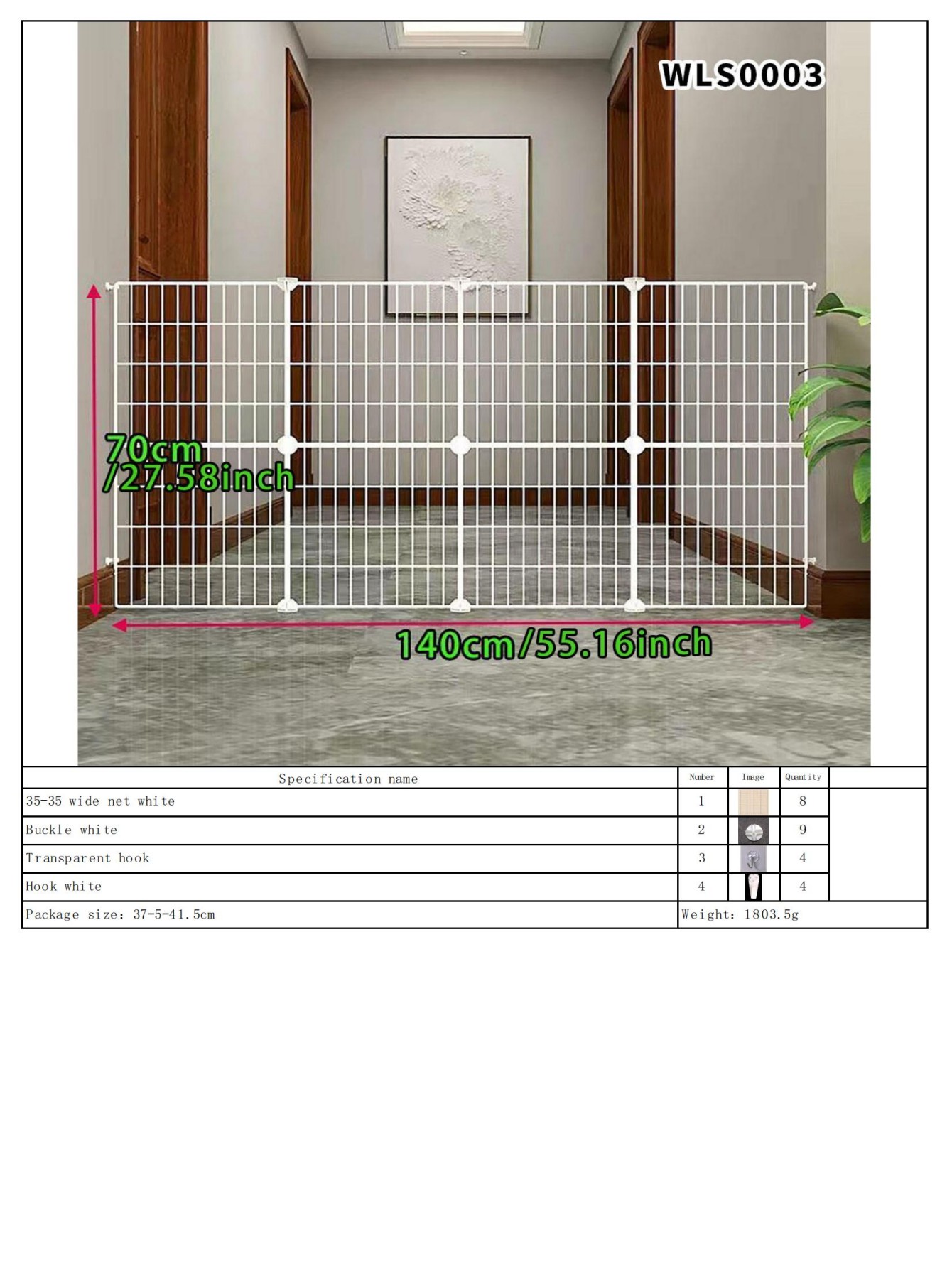 Deurblokkering voor katten, kattenhek, reling voor huisdieren, isolatiedeur, kattenbaffle, deurhek, kattenhek, reling voor binnen: Rood