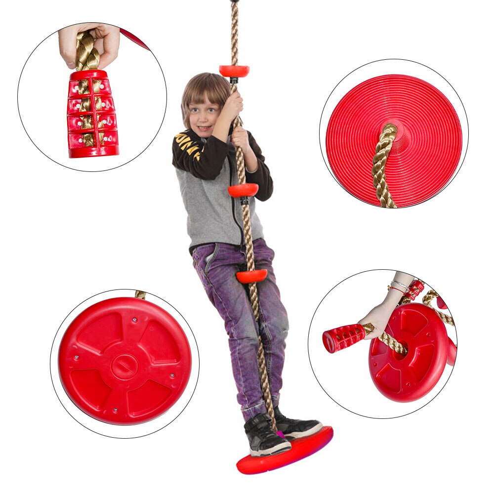 Sjov klatretovsvinge med platform og skivesving rebstige til børn udendørs træ baghave legeplads sving