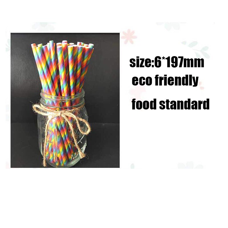 25 stk/pakning miljøvenlige halm regnbue sugerør nedbrydelige miljøvenlige engangsbar middag husholdnings papir sugerør