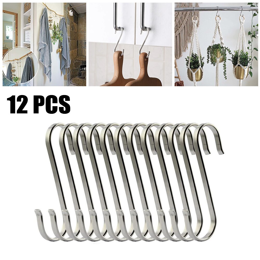 12pc S Haken Flache Edelstahl KleiderbüGel Küche Garten Hängen Utensil Heimat Haken Für Metzger Einkaufen Küche Backen Werkzeuge