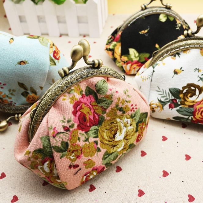 Coin Purses Retro Vintage Flower Key Cards Mini Purse Pouch Bag Small Retro Vintage Owl Clutch Change Purse Pouch Wallet 6.10