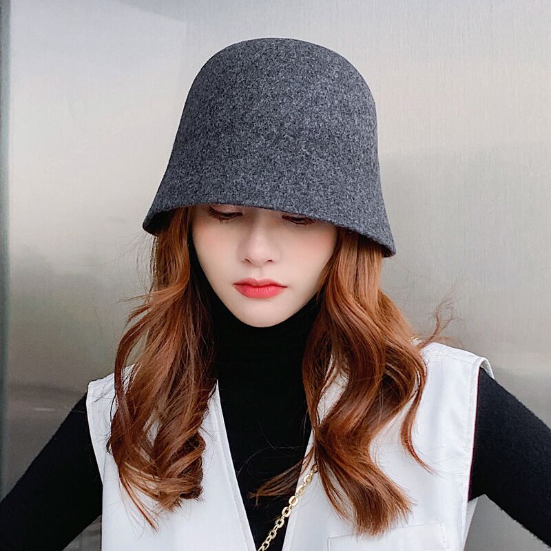Hiver chapeaux pour femmes décontracté à court bord disquette laine Cloche chapeau dame rue chapeau tempérament sauvage pêcheur chapeau
