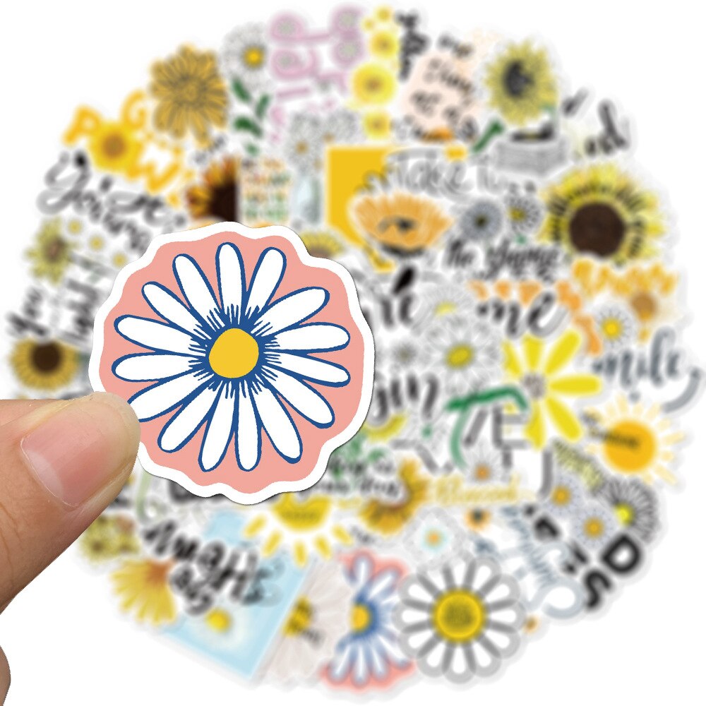 50 stk blomster tusindfryd klistermærker til børn piger vsco element daisy kawaii tegneserie klistermærker sæt gør det selv kuffert cykel guitar
