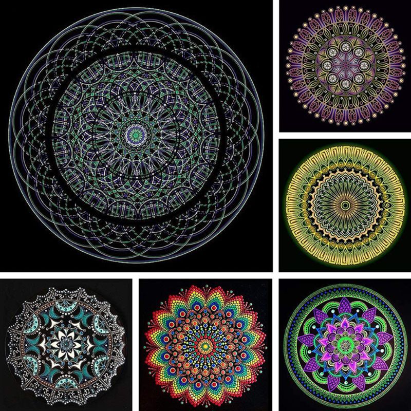 8pcs Black Round Cardboard Mandala Painting Paper DIY Cardboards for Artist Painter Art Supplies