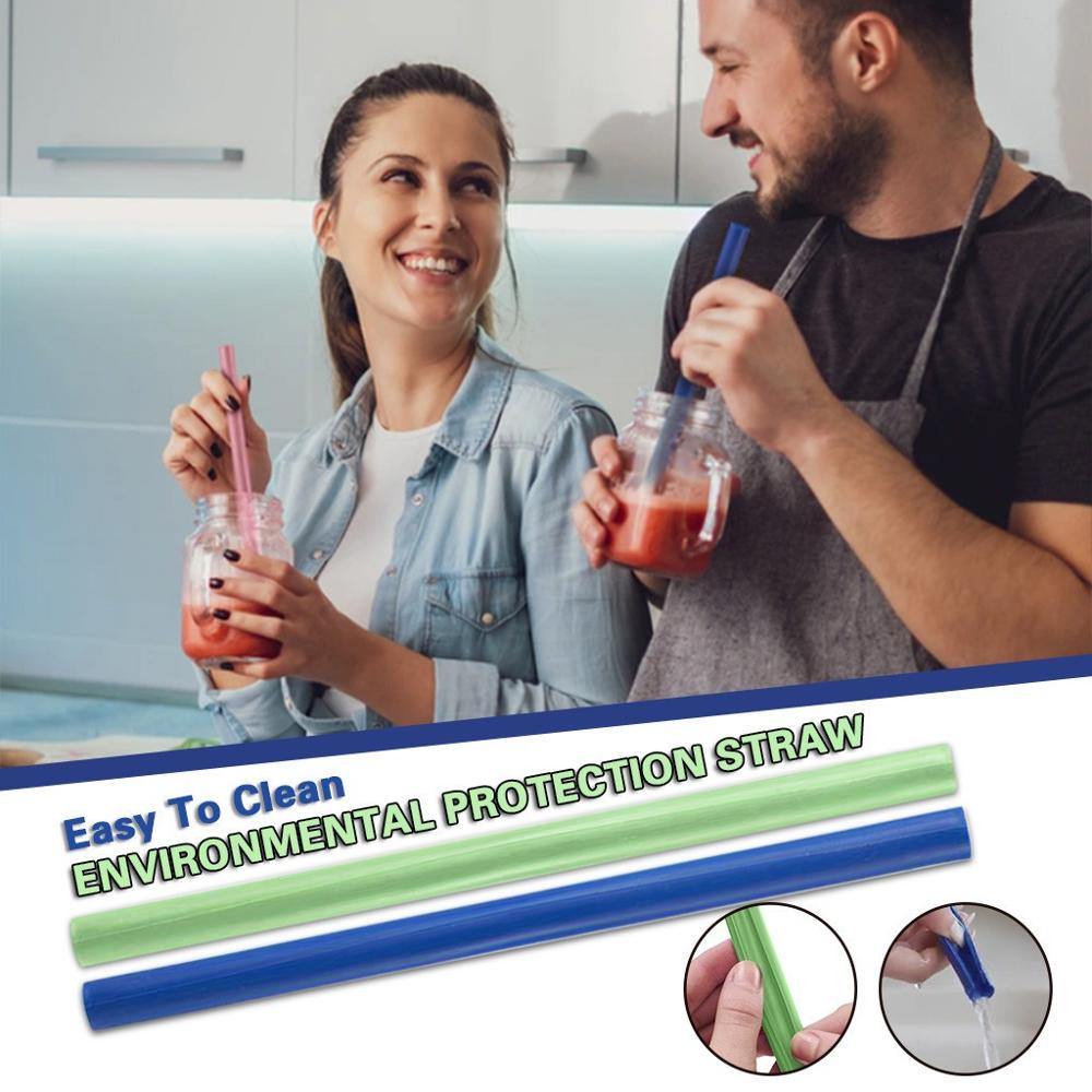 4Pcs Milieuvriendelijke Herbruikbare Rietjes Eetwaren Siliconen Draagbare Final Huishoudelijke Rietjes Keuken Bar Drinkware Persoonlijke Stro