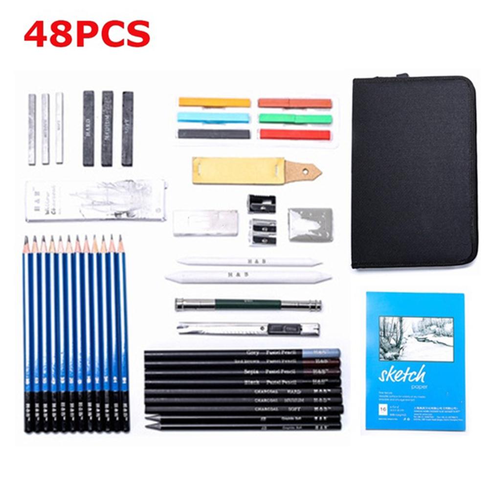 Painting Tool Set 48pcs Drawing Student Stationery Graffiti Crafts Artist Art Supplies Sketch Pencil