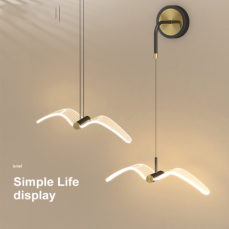 Modern Pendant Light Seagull Art Acrylic Indoor Ceiling Lamp Chandelier Bedside Lighting Kitchen Fixtures Home Decor