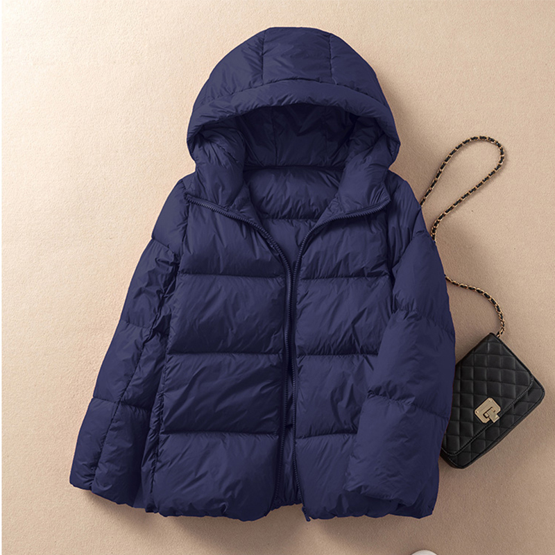 Lagabogy 2025 zima Nowy światło zakapturzony ciepły rozdymka kurtka kobiety 90% biały kaczka w dół miękki płaszcz kobieta zwykły chleb niski Outwear: XXXL / Brązowy