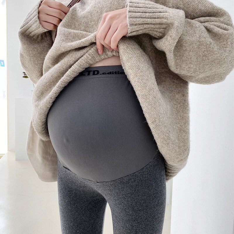 Automne style coton mince vêtements de grossesse hiver paddy Abdomen soutien leggings de maternité pour le sport enceinte: Dark gray / M