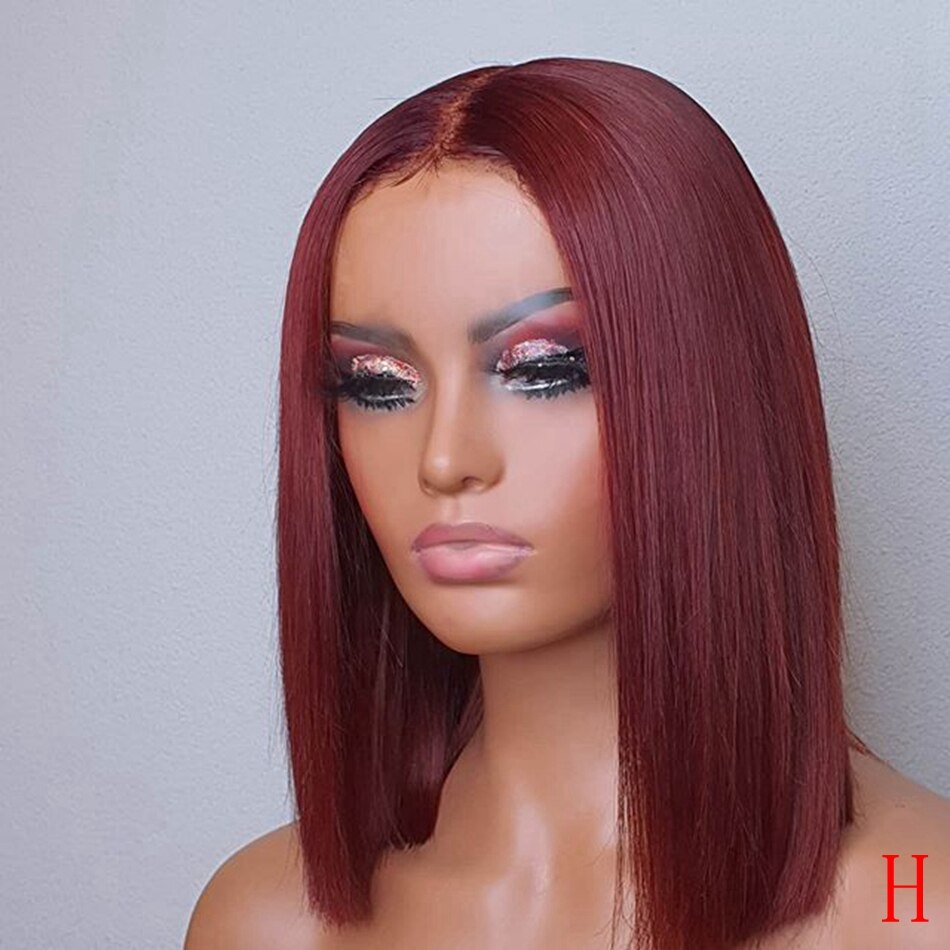 Heat Resistant Wine Red Bob Synthetic Wig 99J Burgundy Short bob Cut Silky Straight Synthetic Wigs High Density Middle Part